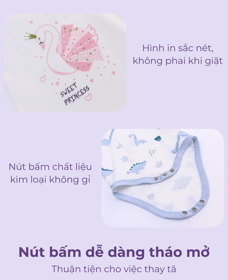 Jumpsuit / Bodysuit Ngắn Tay Dài Miraclebaby Chất Liệu 100% Cotton Cho Bé Trai, Bé Gái từ 0-12 tháng
