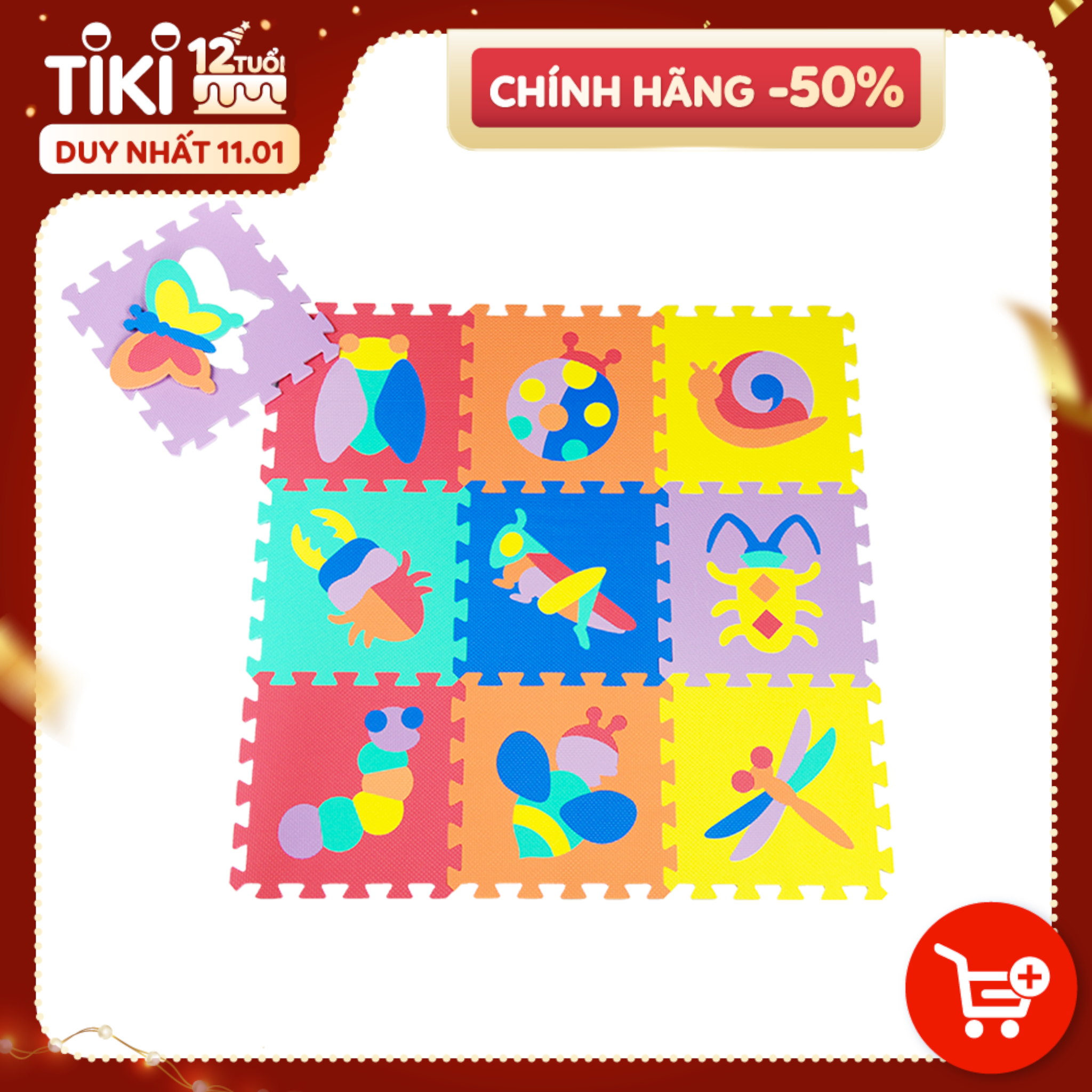 Thảm xốp lót sàn cho bé - côn trùng (10 miếng, diện tích 1m2) Smile Puzzle_KHÔNG MÙI TIÊU CHUẨN CHÂU ÂU