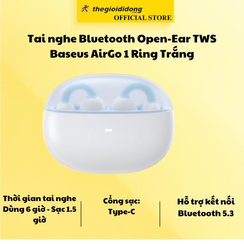 Tai nghe Bluetooth Open-Ear TWS Baseus AirGo 1 Ring Trắng - Hàng chính hãng