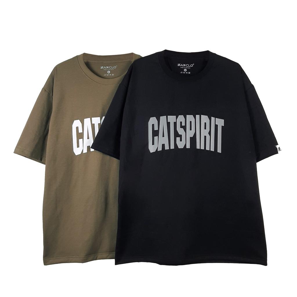 Áo thun nam nữ tay lỡ SAM CLO form rộng Unisex, mặc cặp, nhóm CATSPIRIT - 80% COTTON