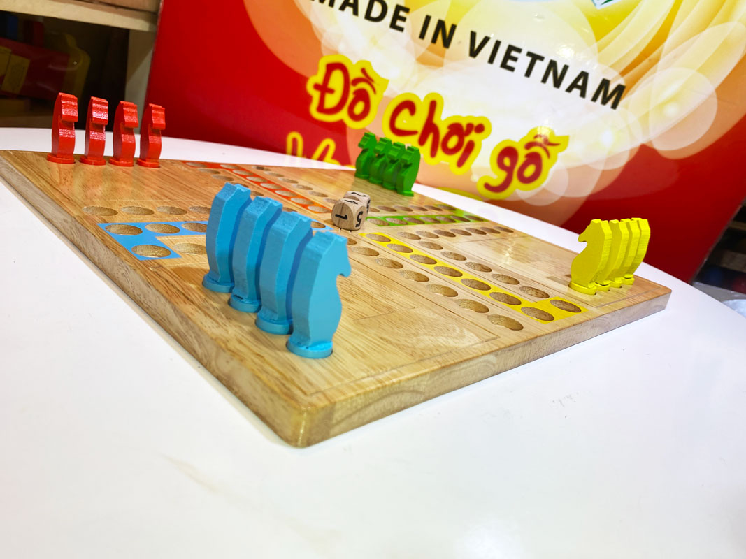 Bộ cờ tứ mã, cờ cá ngựa bằng gỗ cho mọi lứa tuổi, boardgames trí tuệ, đồ chơi gỗ trong nhà