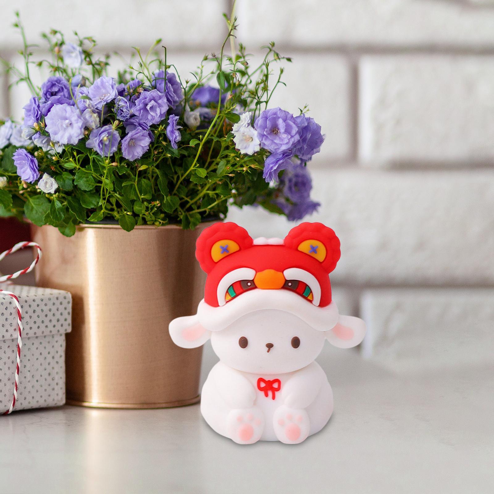 2 Rabbit Toy Funny Gift Soft Rubber Ornament Kids Toy for Cake Topper