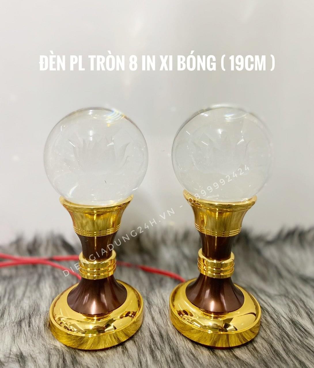 ĐÈN THỜ PHA LÊ CAO CẤP TRÒN 8 IN XI BÓNG (19cm) 1 CẶP