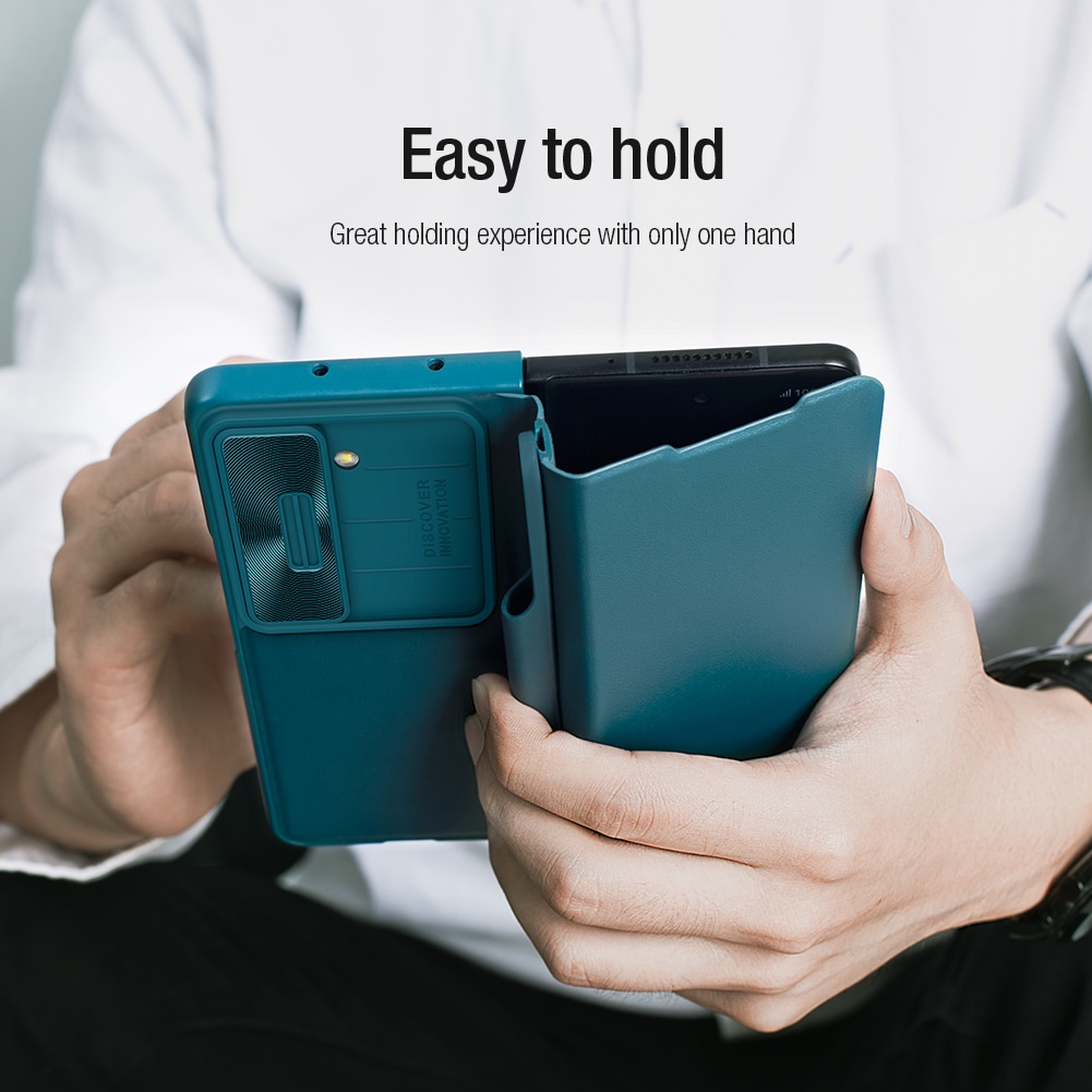 Bao da chống sốc cho Samsung Galaxy Z Fold 5 trang bị nắp bảo vệ Camera và ngăn đựng S-Pen hiệu Nillkin Qin Pro - Hàng nhập khẩu