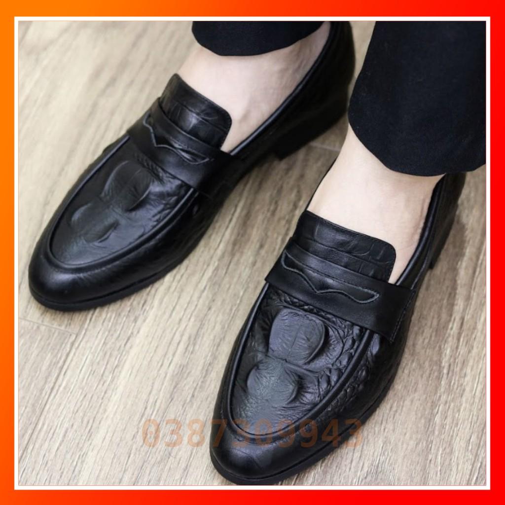 Giày Lười Nam Dập Vân Cá Sấu - Đế Khâu Chắc Chắn- Mã L179