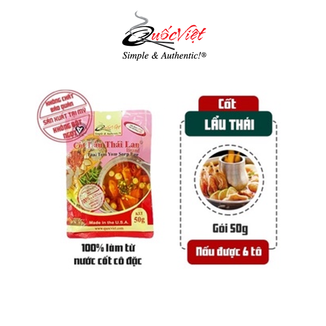 COMBO 2 Gói Gia vị Cốt Lẩu thái quốc Việt Gói - 2 x 50g - VN10510