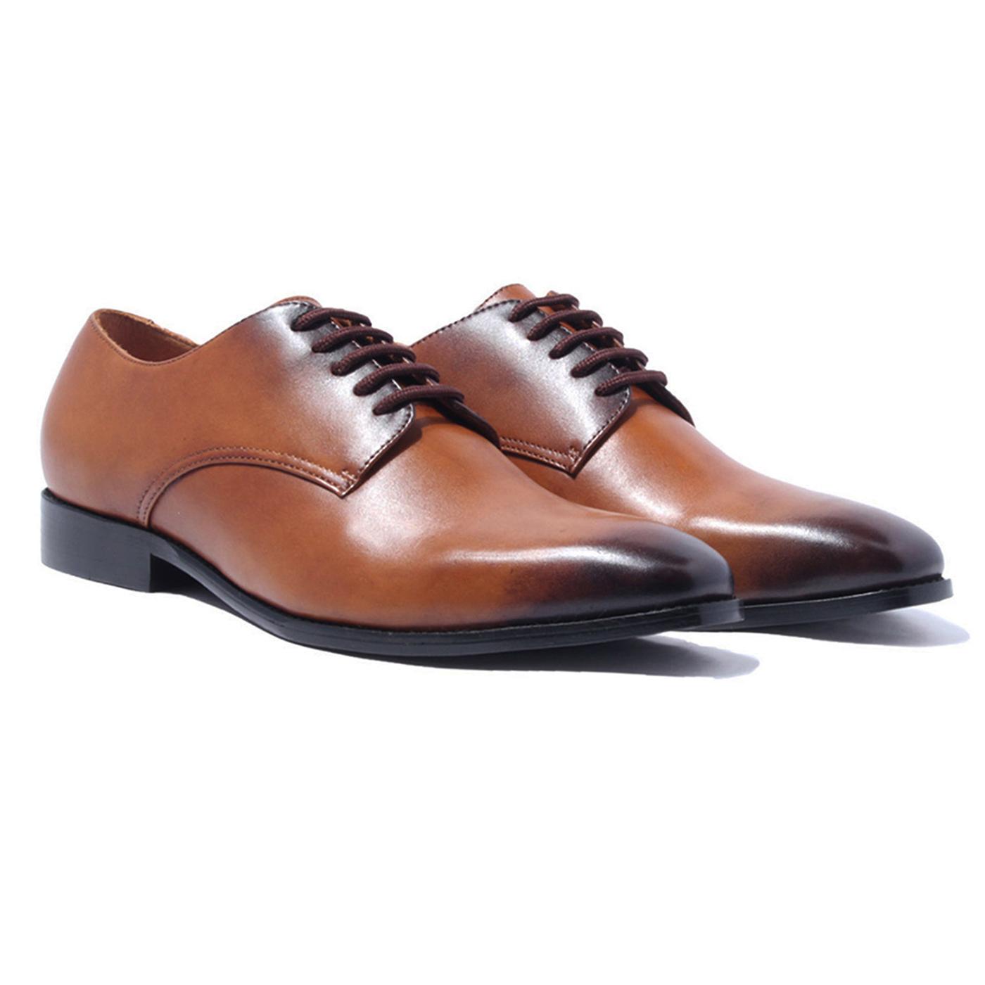 Giày Tây Nam Công Sở Banuli Da Bê Italian Dây Buộc Plan Toe Derby H1PD1 (Da Veg Itali Mềm Dẻo, Đế Siêu nhẹ, Bảo Hành Trọn Đời)