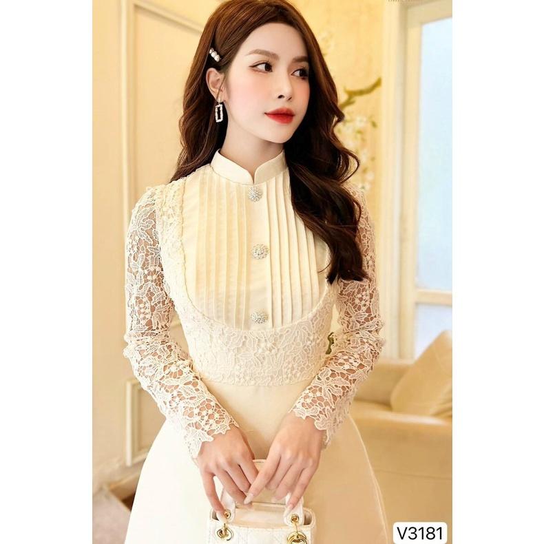 Đầm Thiết Kế Tiểu Vy Dress Chất Liệu Vải Tafta Phối Ren Đính Tag Đá Cao Cấp - Váy Thiết Kế Thanh Lịch Trẻ Trung