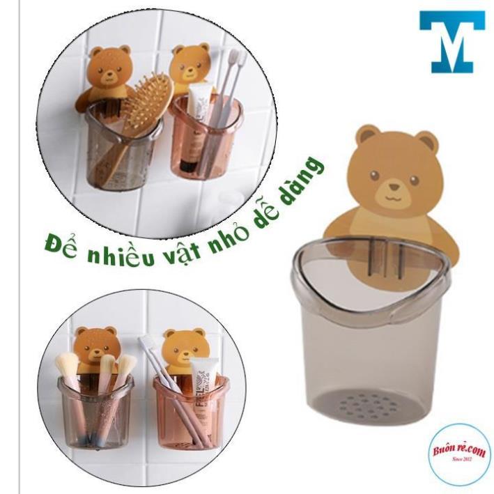 Cốc Đựng Bàn Chải, Kem Đánh Răng Hình Gấu Gắn Tường-00879