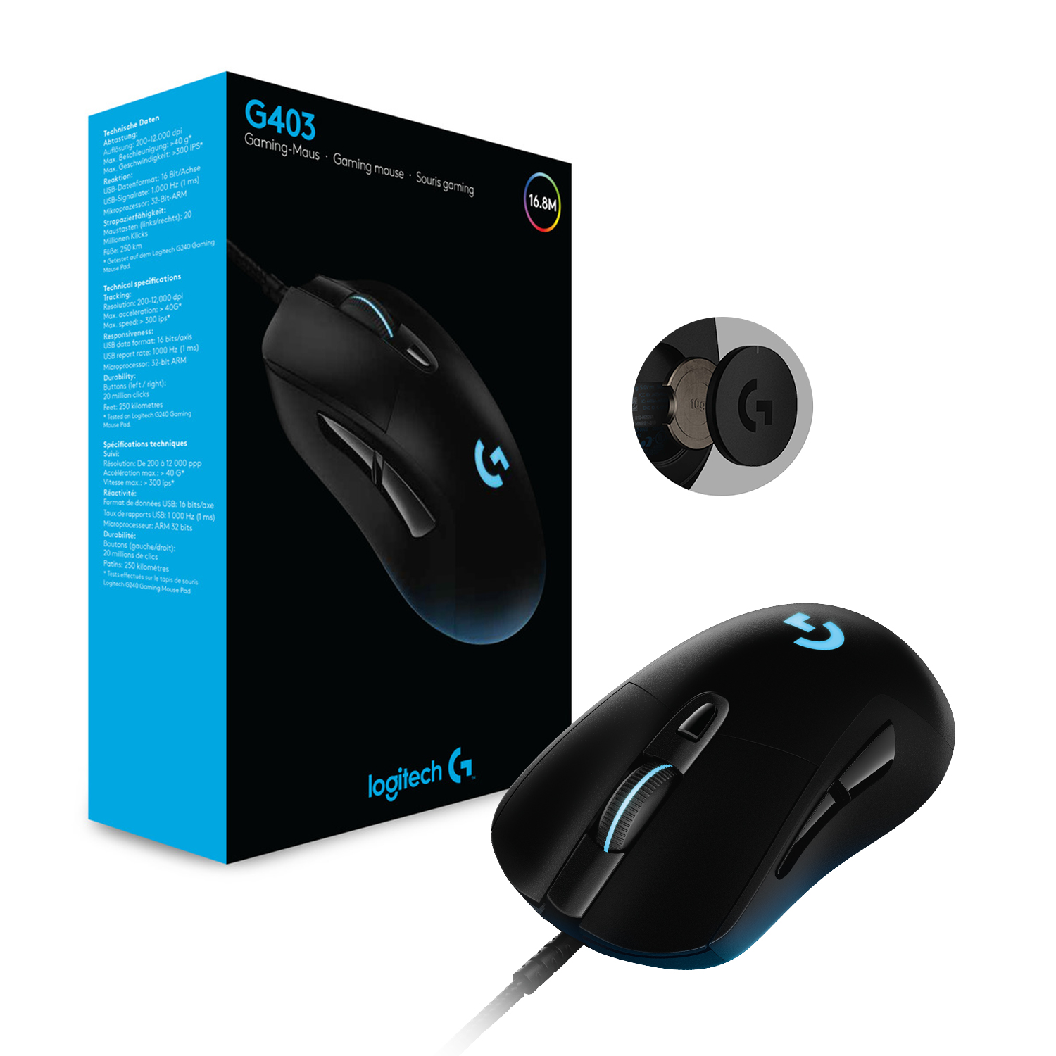 Chuột game có dây RGB Logitech G403 Hero - Hàng chính hãng