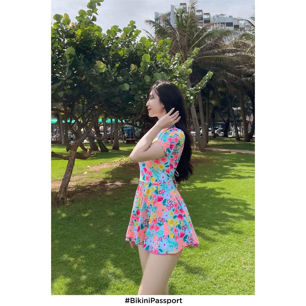 Đồ bơi Nữ BIKINI PASSPORT kiểu Một mảnh váy tay ngắn - màu Floral - BS298_FLO