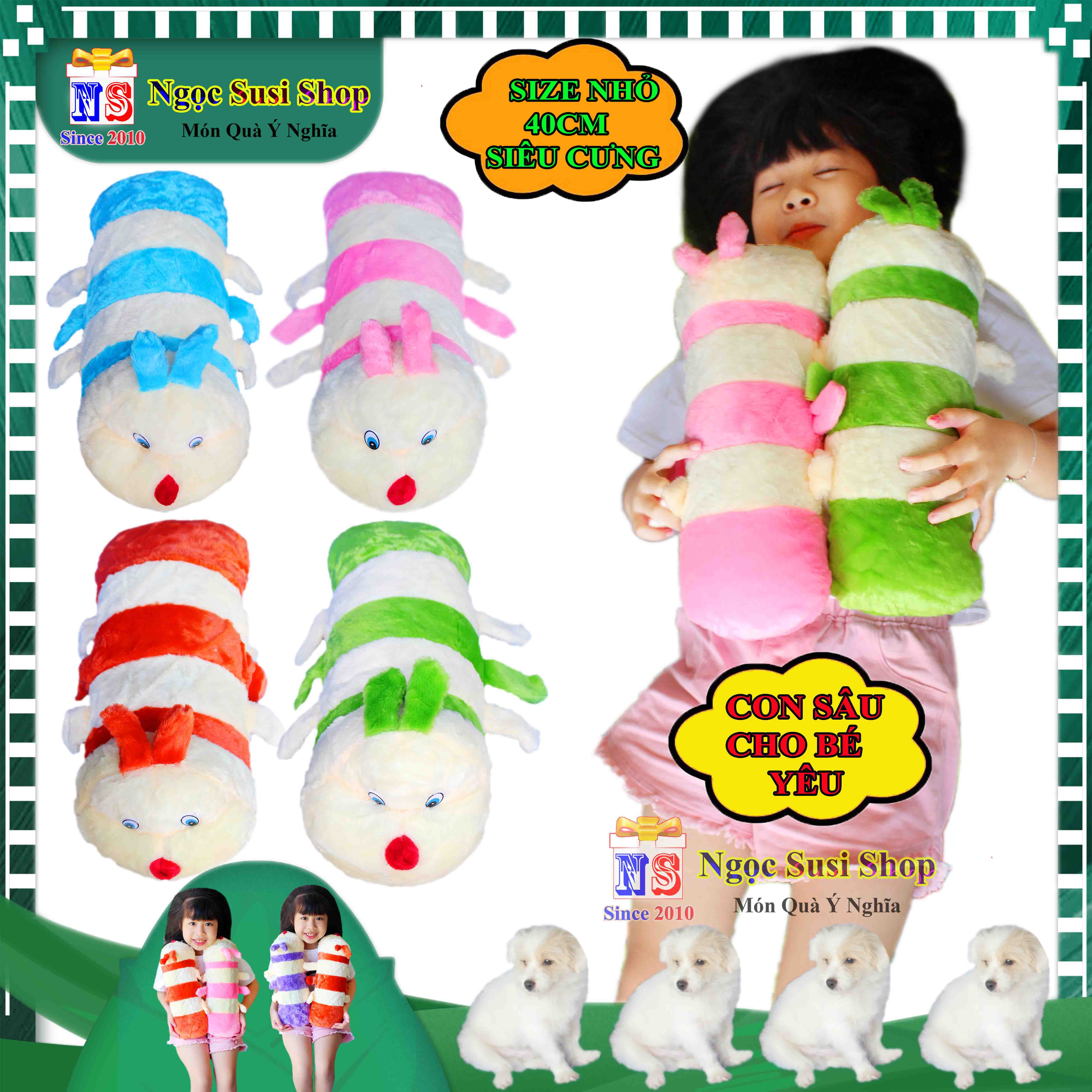 GỐI ÔM CON SÂU SIZE NHỎ CHO BÉ ÔM NGỦ SIÊU CƯNG - THÚ BÔNG HÌNH CON SÂU