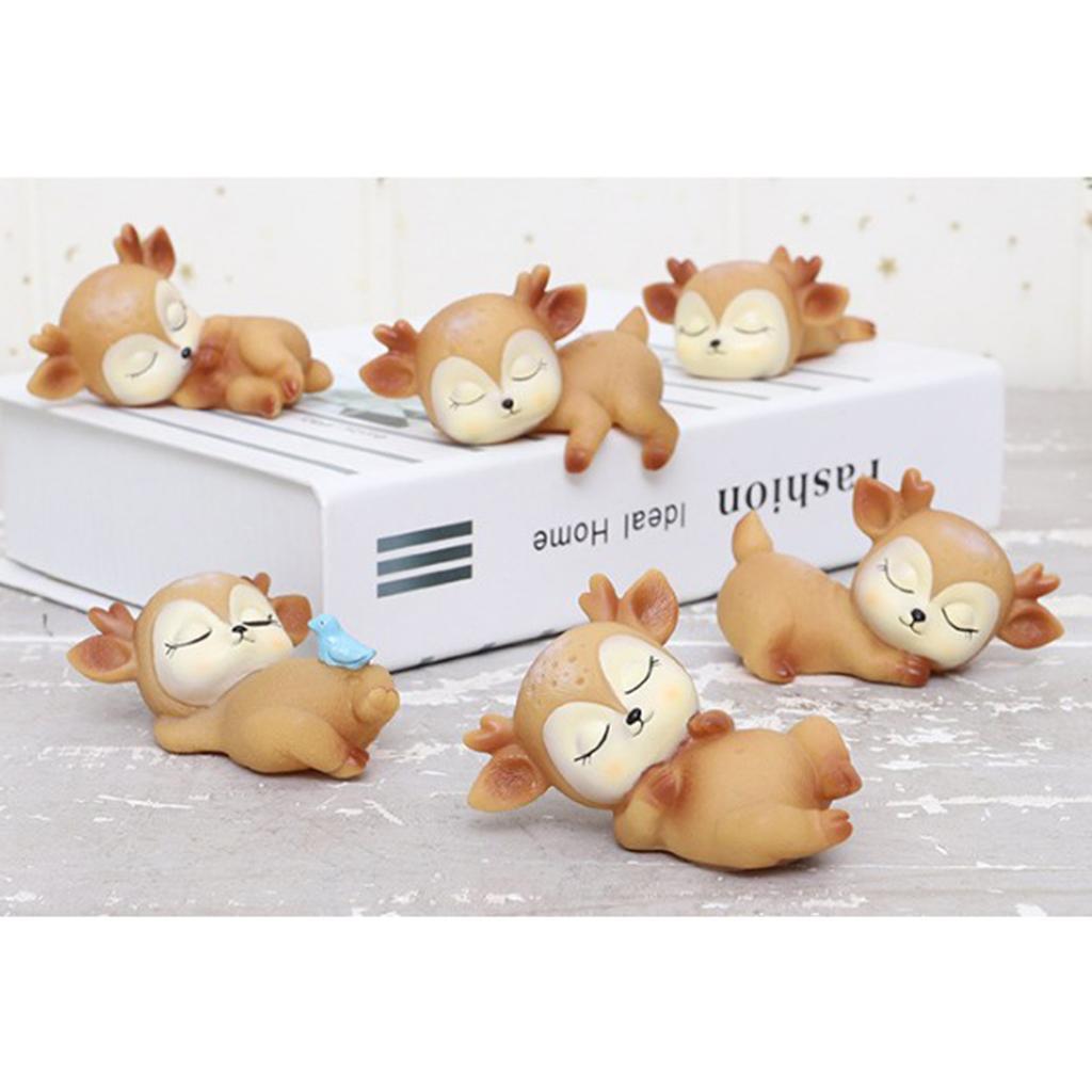 Deer Figurines Toys Home Decor Resin Ornament Cake Topper Party Desktop Decoration for Birthday Gifts