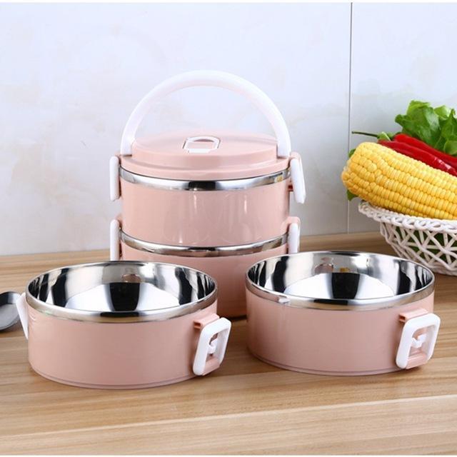 Hộp Đựng Thức Ăn Giữ Nhiệt 4 Tầng Lúa Mạch Ruột Inox Mới - Hàng Loại 1