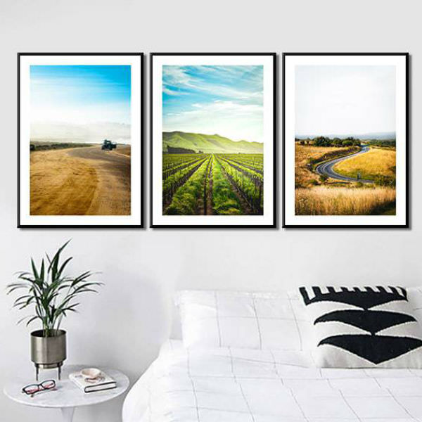 Bộ 3 Tranh Ép Gỗ MDF Treo Tường Đồng Quê Châu Âu W547