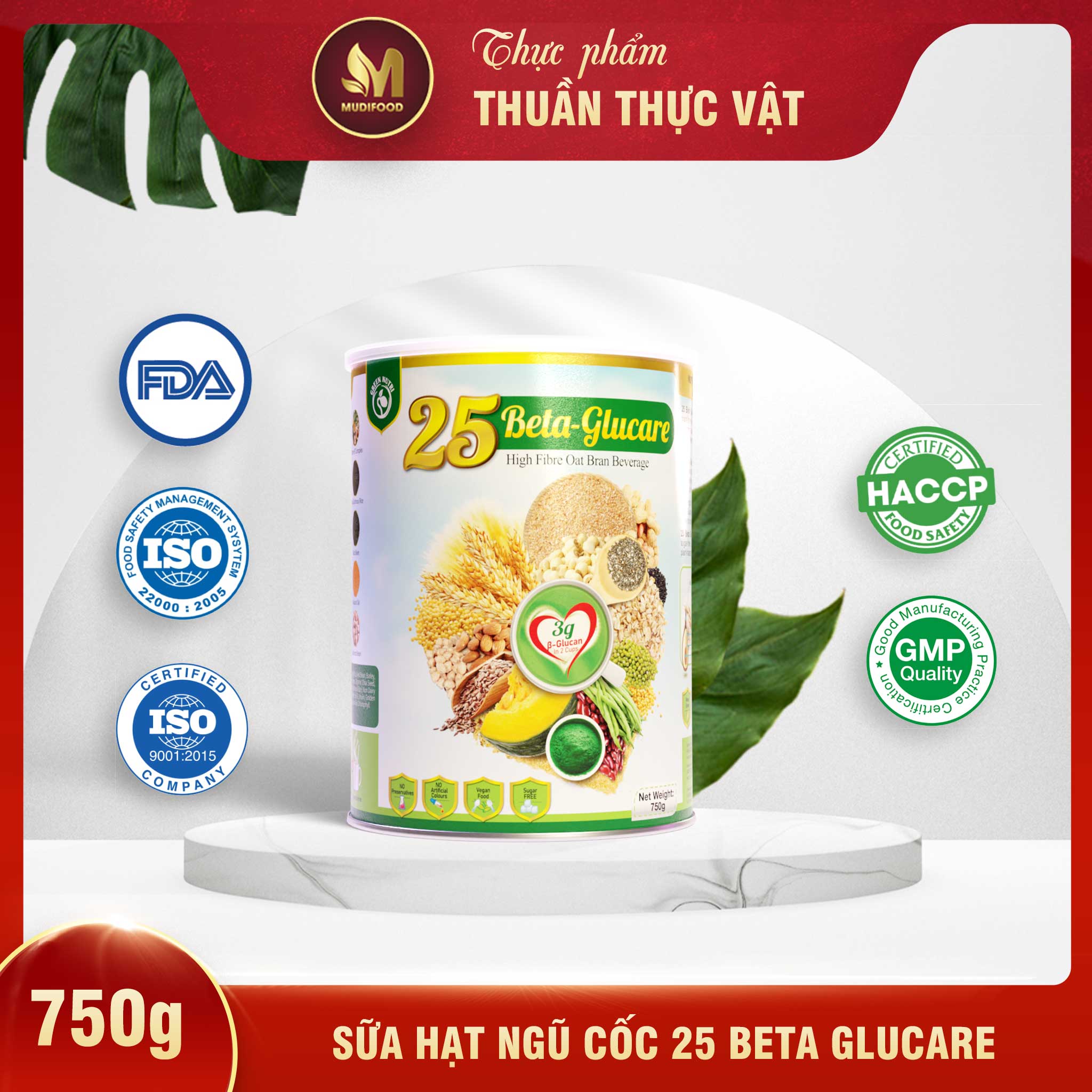 Sữa Hạt Ngũ Cốc 25 Beta Glucare Thuần Chay - Bổ Sung Dinh Dưỡng, Hỗ Trợ Tiêu Hóa, Tăng Cường Đề Kháng Cho Người Cao Tuổi, Người Tiểu Đường, Ăn Chay, Ăn Kiêng - Lon 750g