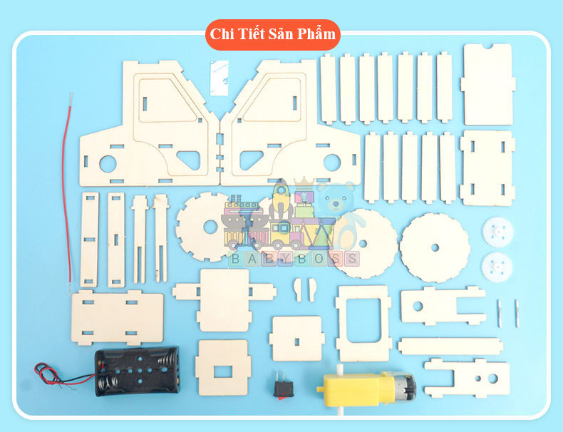 Bộ Đồ Chơi Khoa Học Tự Làm Máy Ủi, Bộ Đồ Chơi Lắp Ghép STEM Mô Hình Máy Ủi, Bộ Đồ Chơi Gỗ Cao Cấp Khoa Học Tự Làm DIY Wood Steam