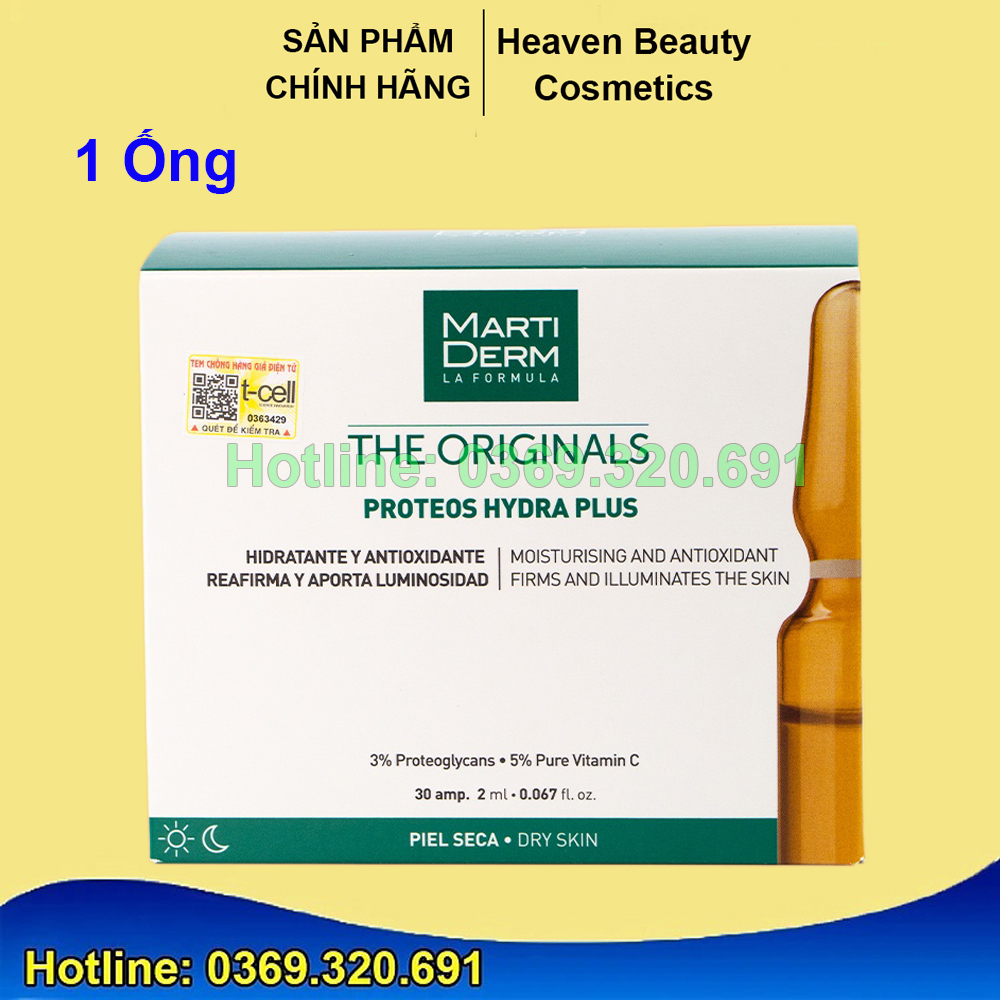 Tinh chất cấp ẩm Martiderm the originals Proteos Hydra Plus XANH LÁ Dược Mỹ Phẩm Bác Sĩ Mã Phượng ( LẺ 1 ỐNG )