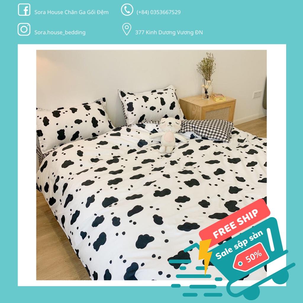 Bộ chăn ga poly bò sữa