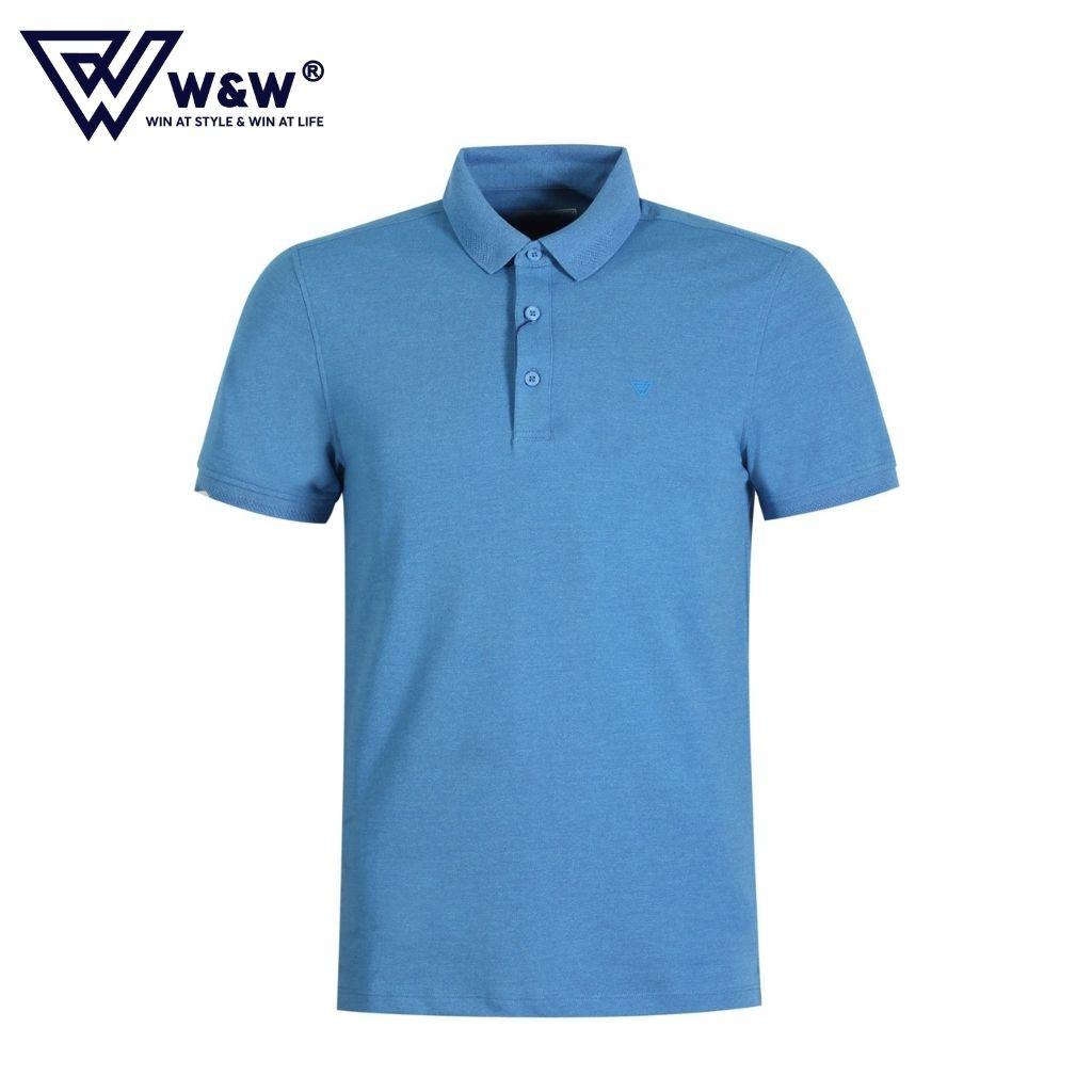 Áo Thun Polo Nam W&amp;W Dáng Regular Fit- Cổ Đức Bẻ Phối Viền Thêu Độc Đáo, Chất Liệu Cotton Thoáng Mát, Bền Màu WPO61R