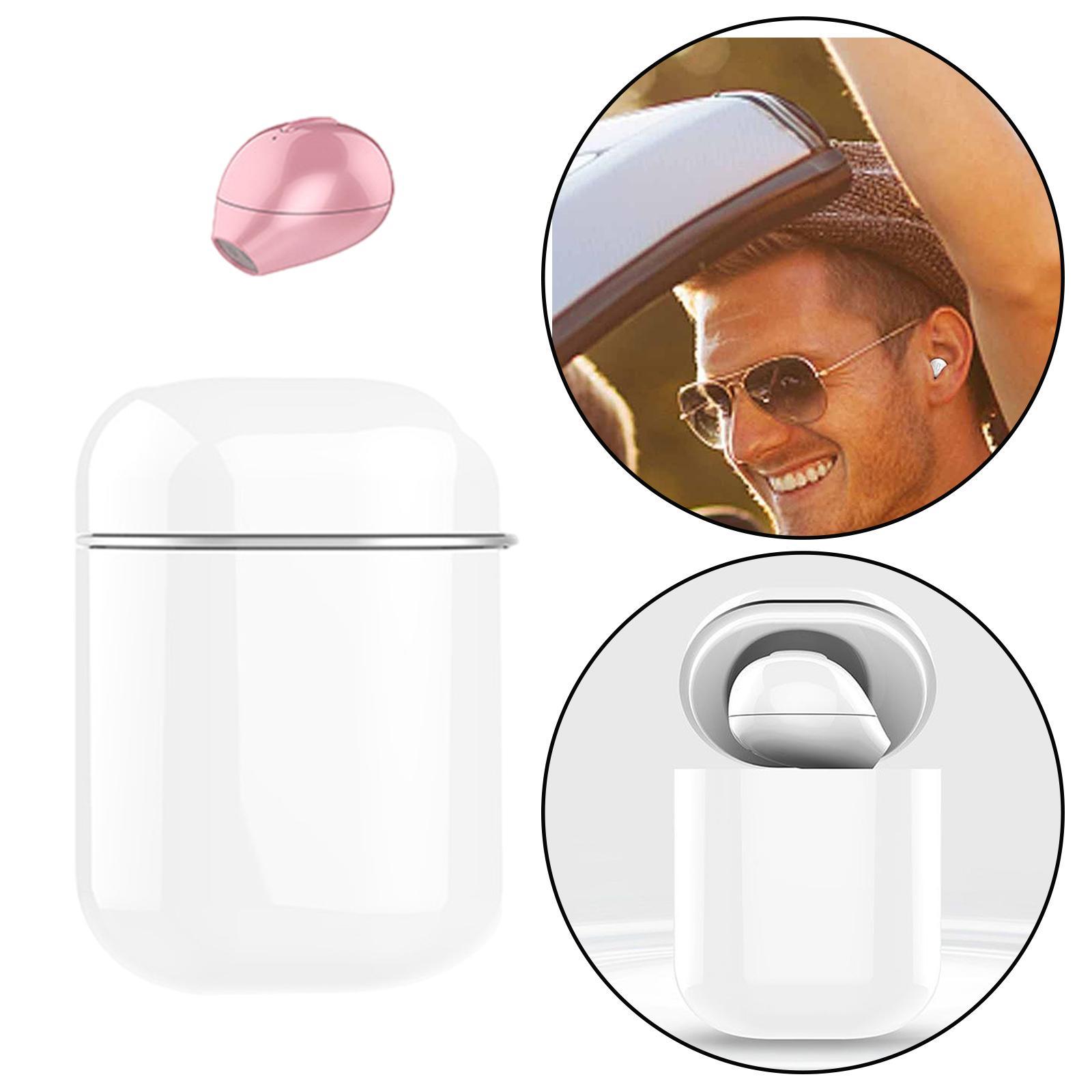 Mini Wireless Earbud Earphone Hidden Bluetooth Earpiece Button Control Pink