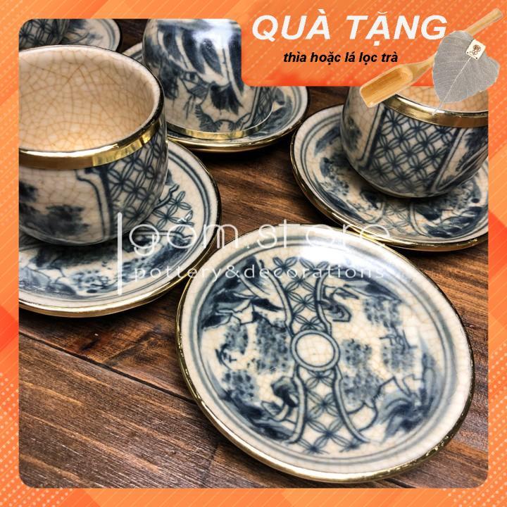 Ấm trà Bát Tràng men rạn giả cổ dáng quả dưa bọc đồng
