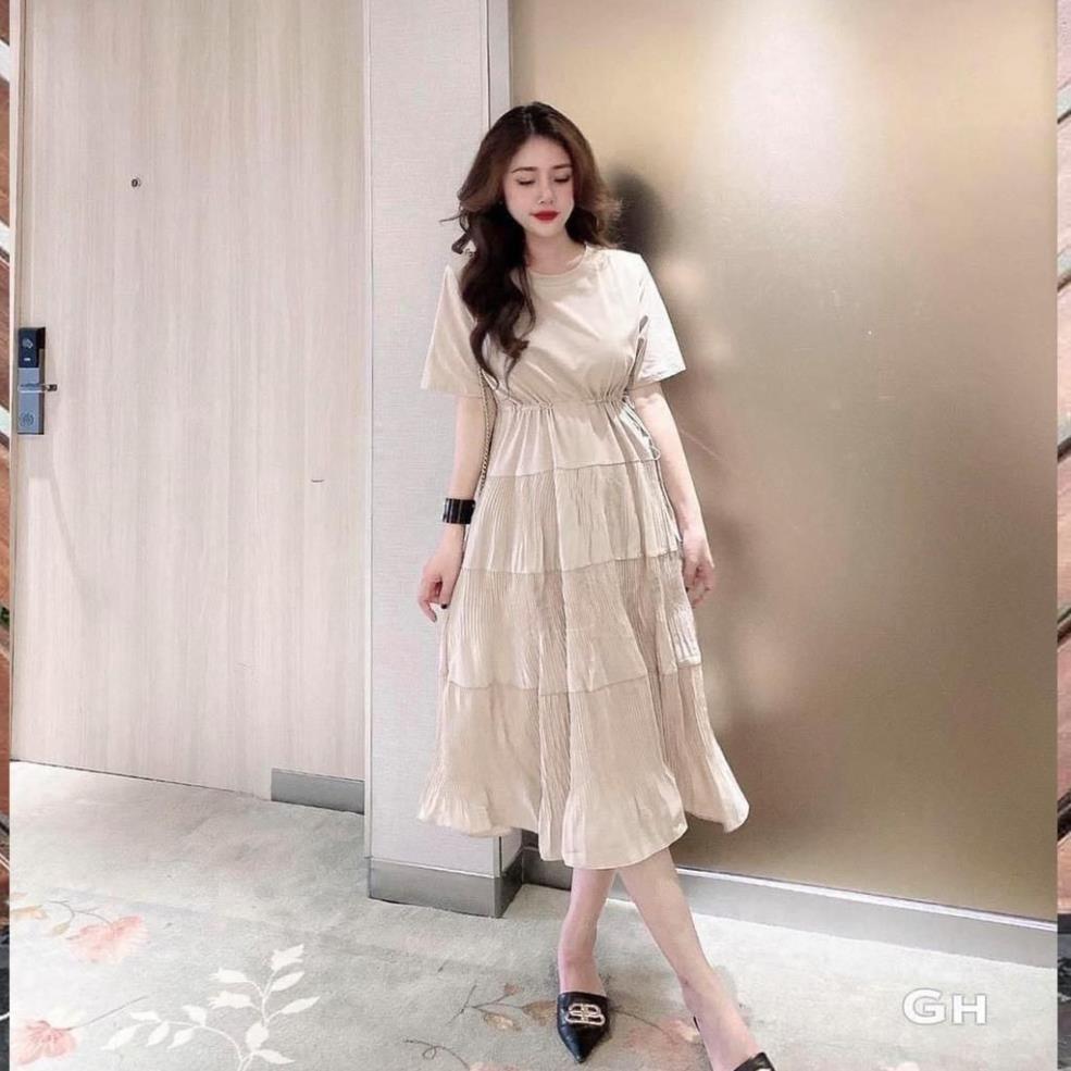 Váy bầu đầm bầu chất Lụa Hàn mềm mạithiết kế sang chảnh mặc đi làm đi chơi đều đcFree size 43~68kg