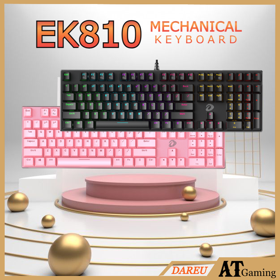 Bàn phím cơ Gaming DAREU EK810 Pink (PINK-LED, Blue/ Brown/ Red D switch) - Hàng chính hãng