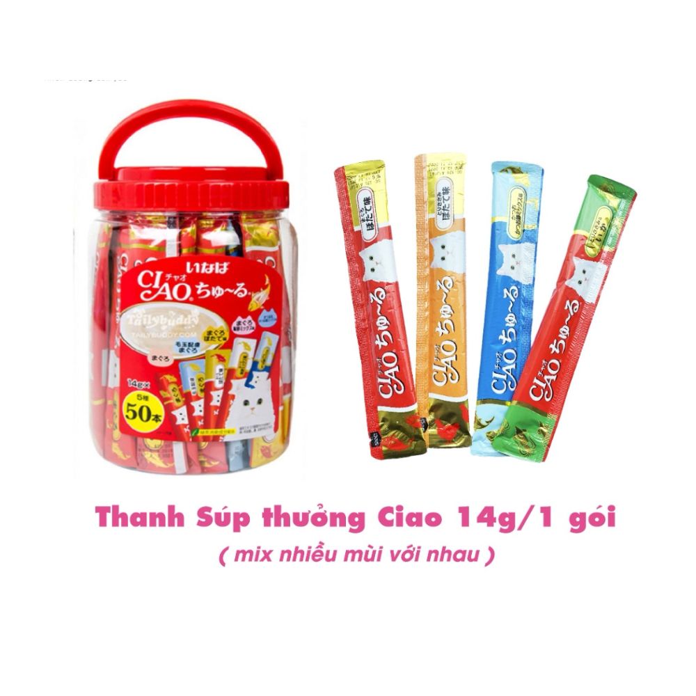 Súp thưởng Ciao Churu hộp 50 thanh cho mèo - Mix vị cá