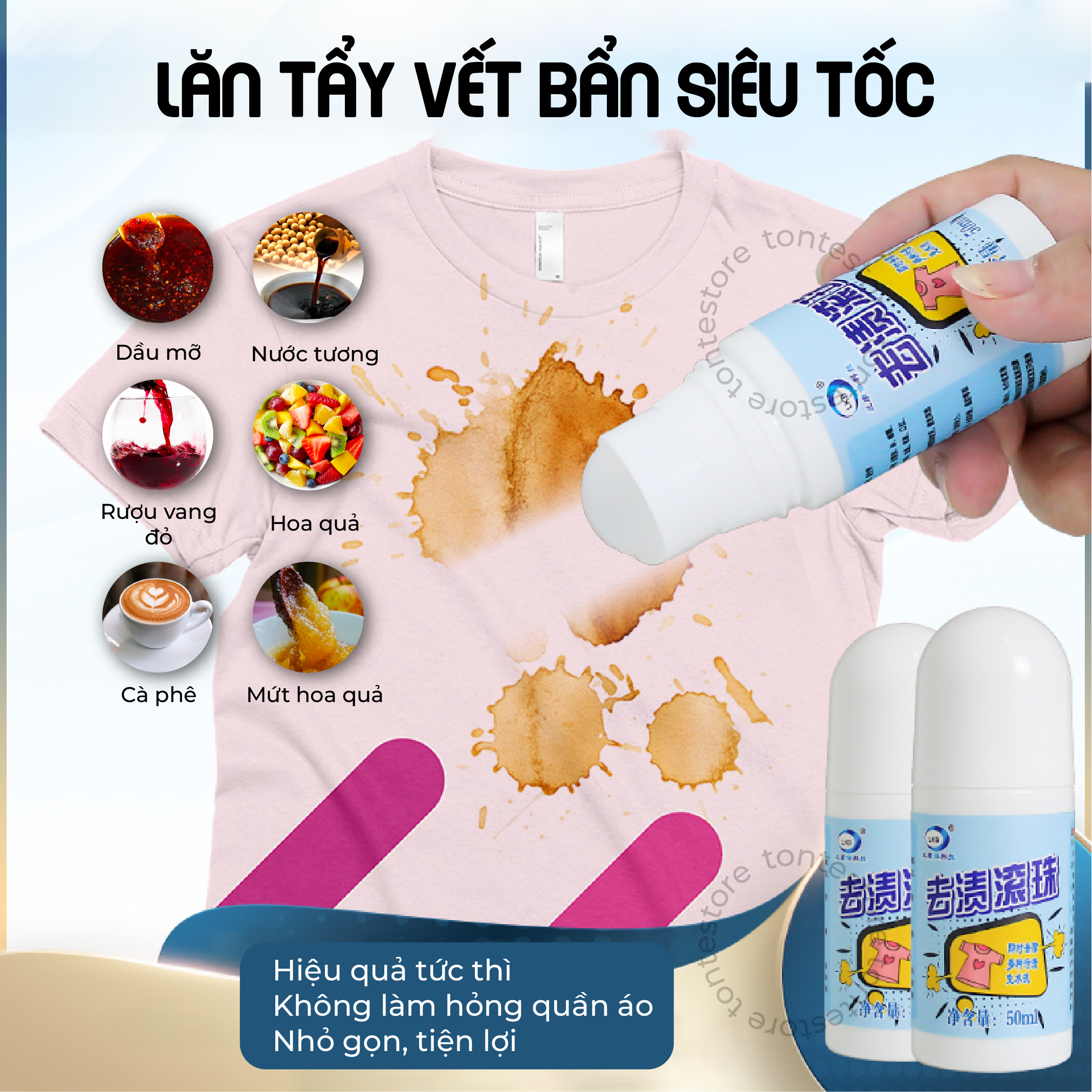 Lăn Tẩy Vết Bẩn Quần Áo Cấp Tốc Bỏ Túi, Tránh Vết Bẩn Ăn Sâu LANTAYO