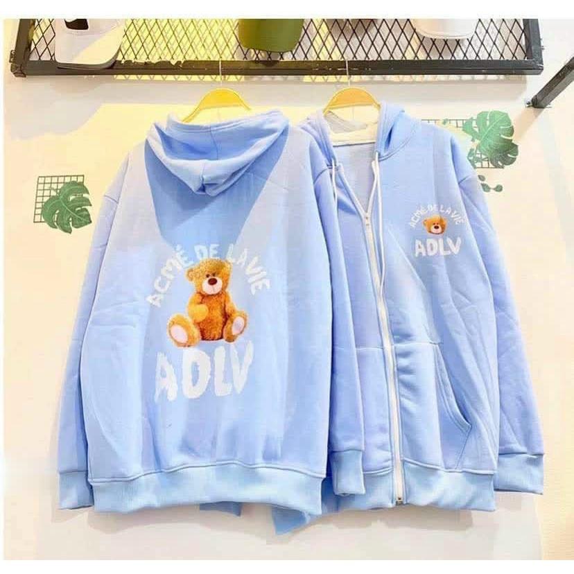 Hình ảnh Áo Khoác Nỉ Lót Bông Dây Kéo in chữ GẤU form rộng ullzang Unisex shop