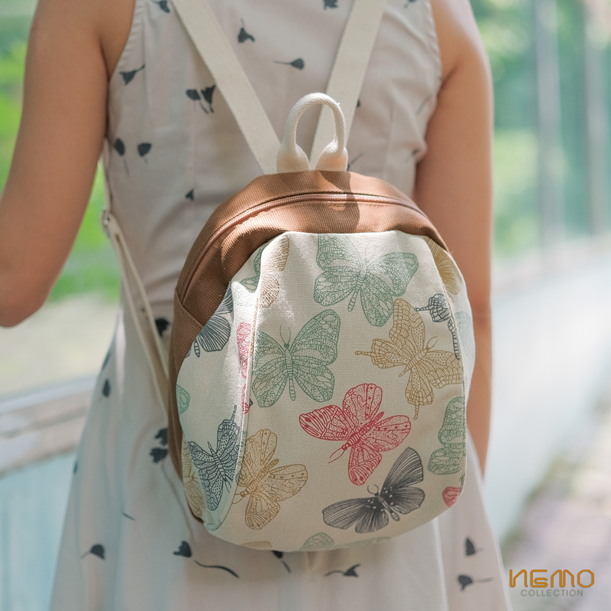 Balo Nữ Họa Tiết Bướm sắc màu, Vải Canvas dày dặn NEMO Collection - BLBB