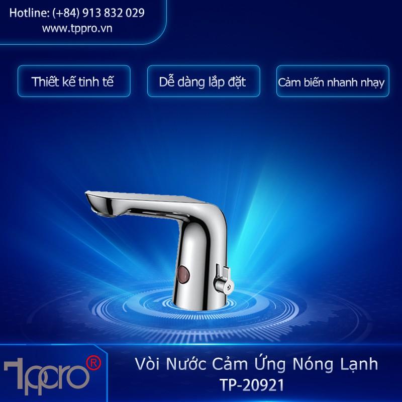 Vòi nước cảm ứng nóng lạnh tự động TP-20921, Vòi nước gắn Lavabo, Tích hợp cảm biến kép