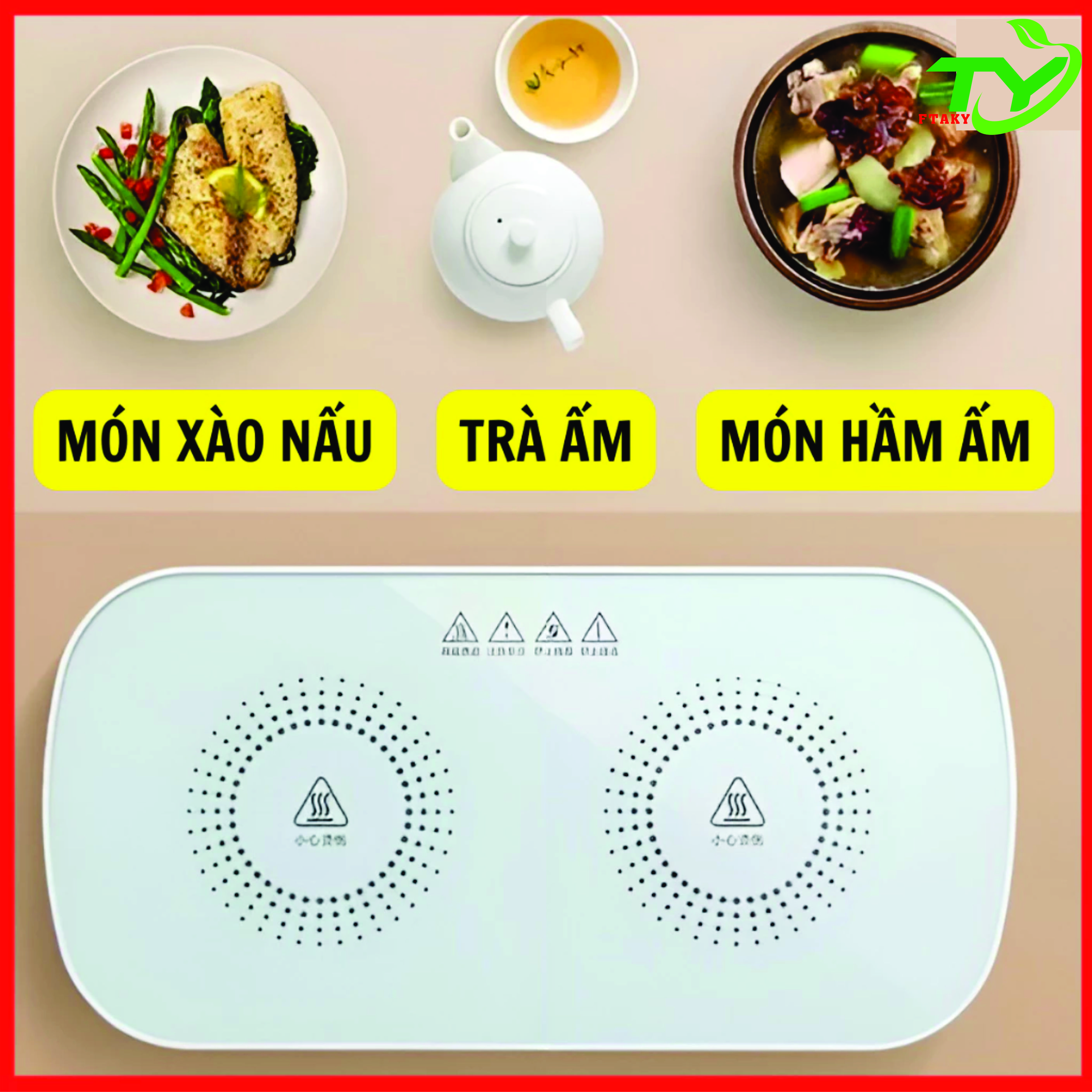 Khay Hâm Nóng Thức Ăn Đa Năng Tiện Lợi - Mặt Kính Cường Lực Chắc Chắn Hàng Nhập Khẩu