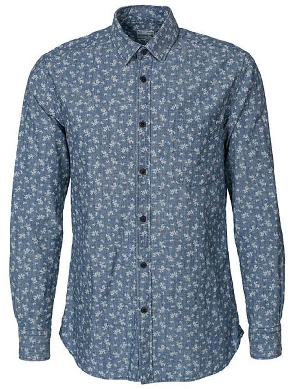 Áo Sơ Mi Nam JASCH Denim Florals Slim Fit Shirt - SIZE M/L