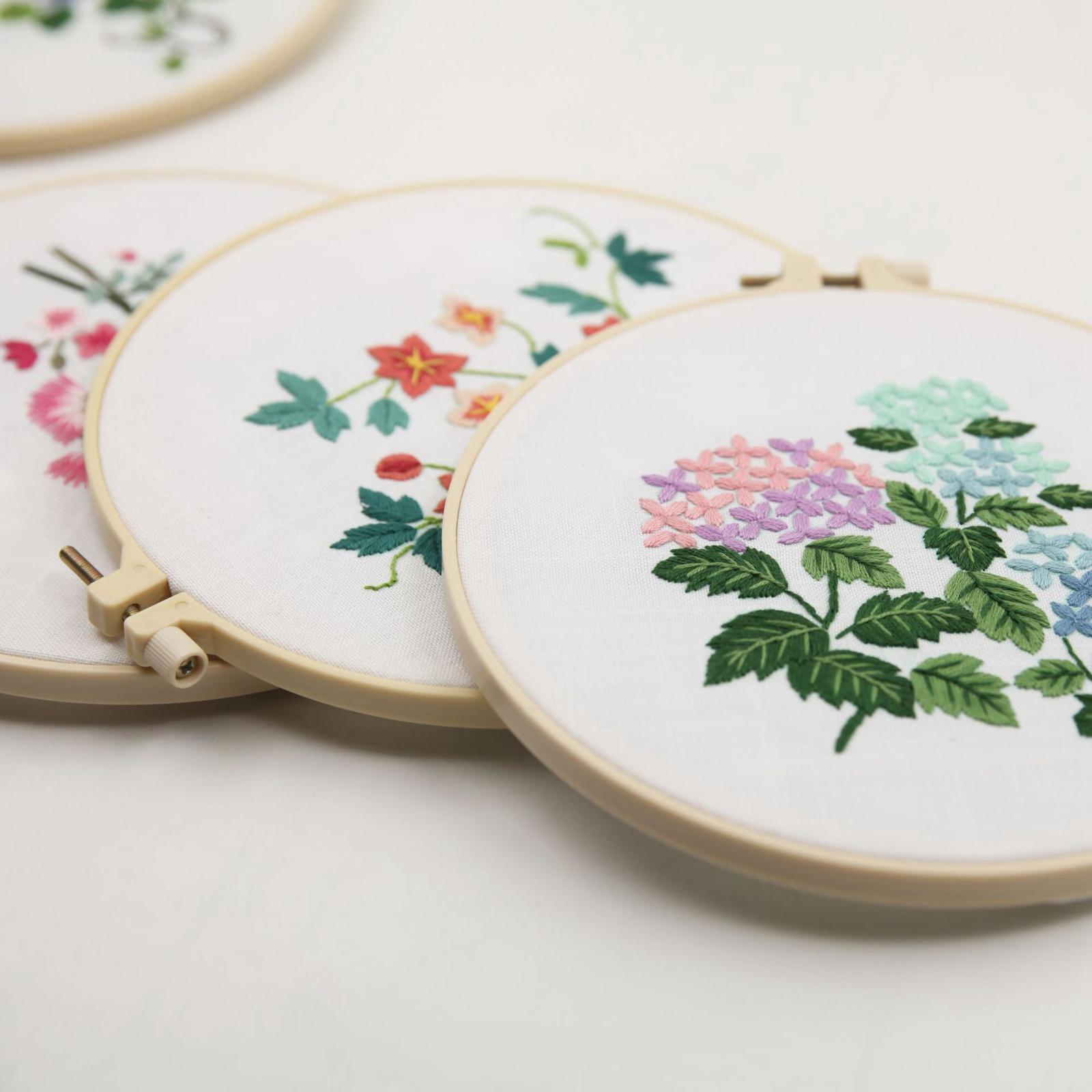 Embroidery starter Kit, Flower Pattern Cross Stitch for Beginners Adults, with Embroidery Hoop Cloth Thread Needlepoint Kit Floral Series