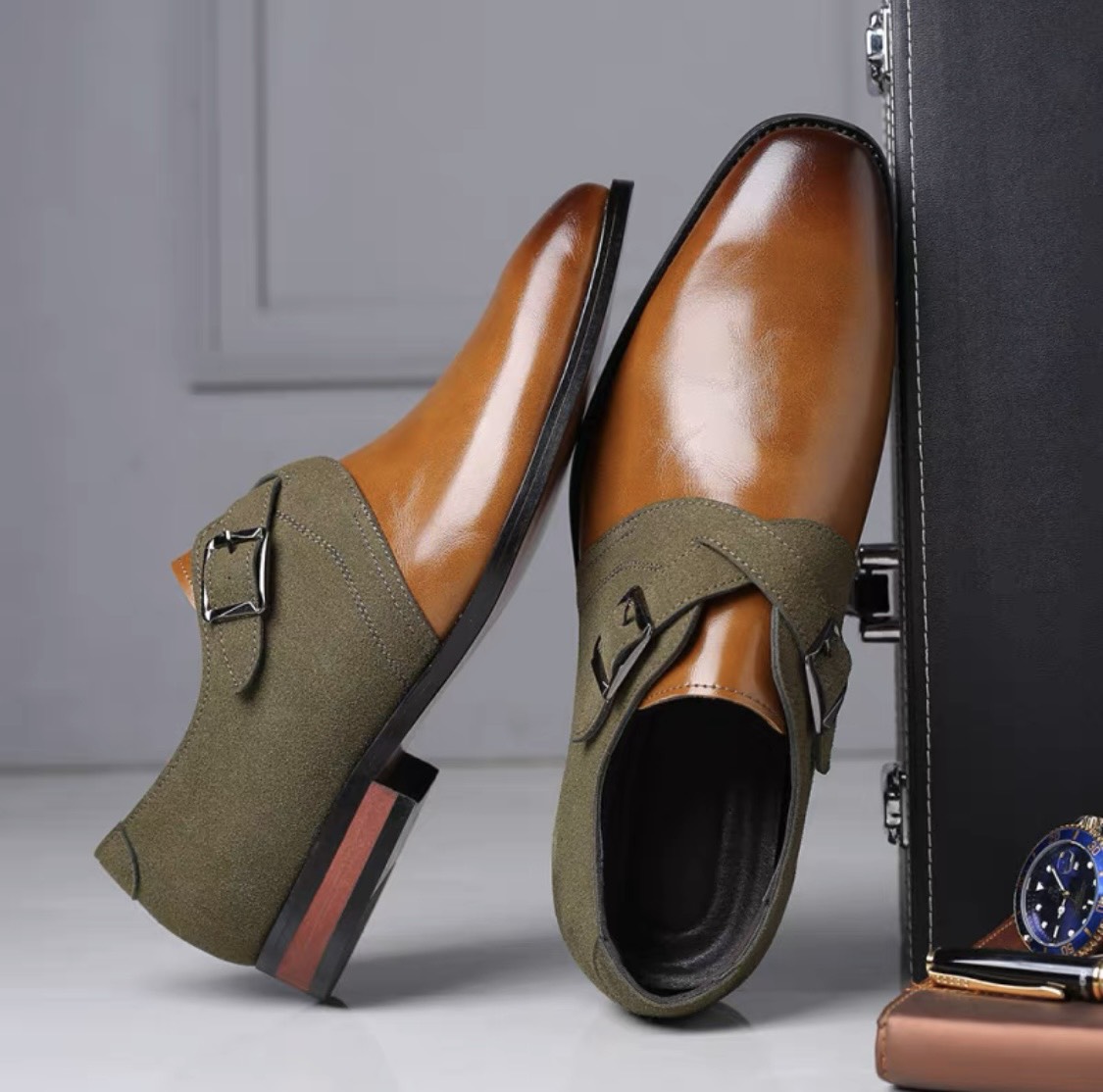 Giày Tây Nam Da Mềm, Đế Gỗ Cao Cấp - Special Monkstrap Phong Cách Lịch Lãm, Thanh Lịch - BRC112201