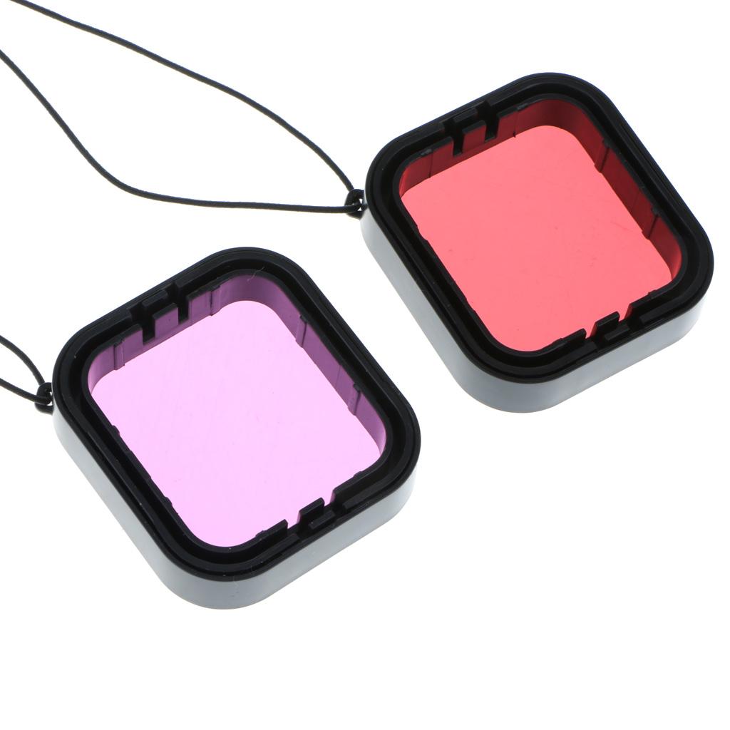 Red & Purple Dive Filter with Anti-lost Tether for HERO5 Black Camera