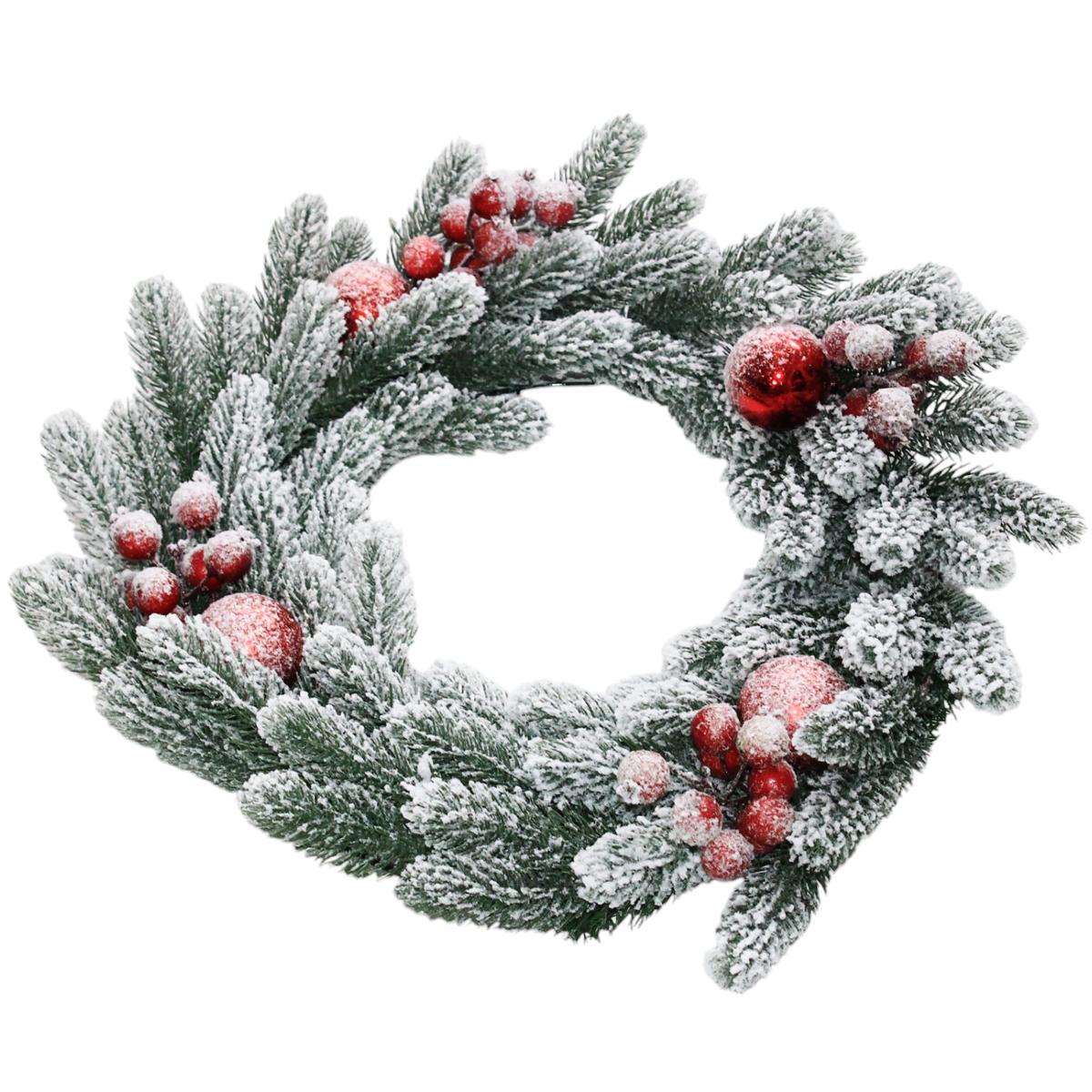Vòng Hoa Phủ Tuyết 60 cm - Trang Trí Giáng Sinh - Chaang Chiia LP-W24-PE1-SD