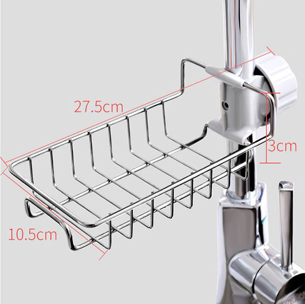 Kệ Inox Đựng Xà Phòng Đồ Rửa Chén Nút Vặn Thân Ống Nước Chắc Chắn