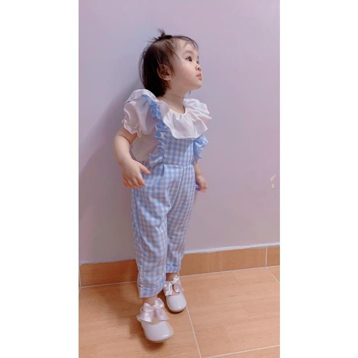 Set đồ thiết kế bé gái, bộ đồ bay caro xanh bé gái dành đi Thôi Nôi, Sinh Nhật 8-23kg Angel Baby Thời Trang Thiết Kế