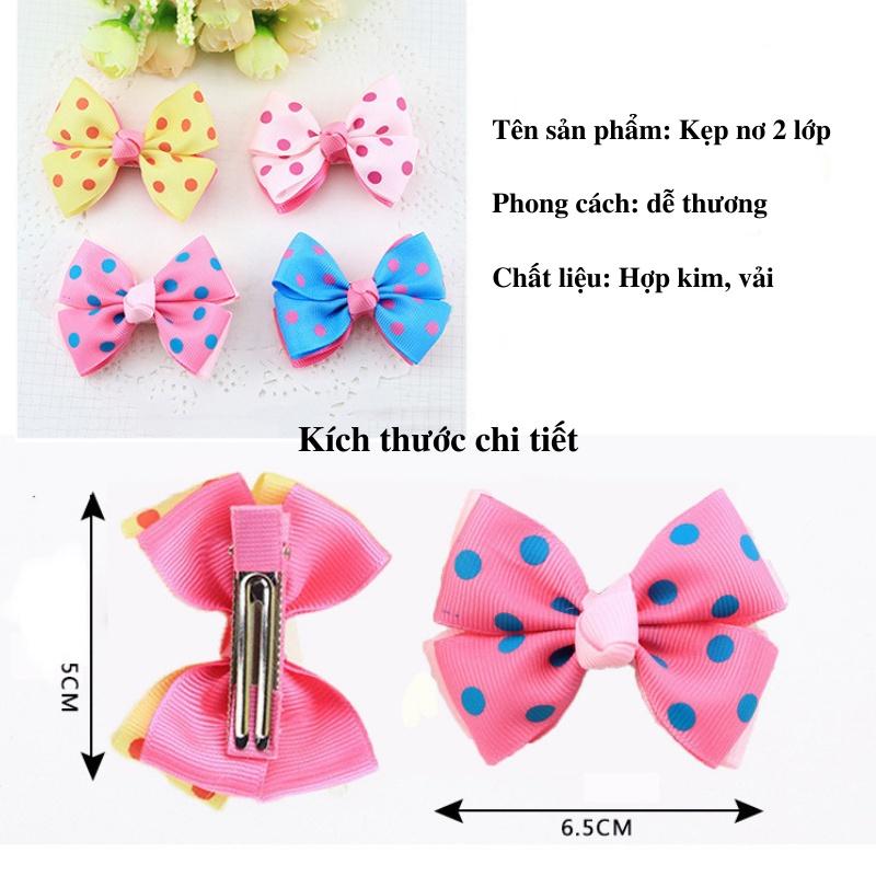 Kẹp tóc mái, kẹp nơ 2 lớp dễ thương đáng yêu cho bé gái Xu Xu Kids