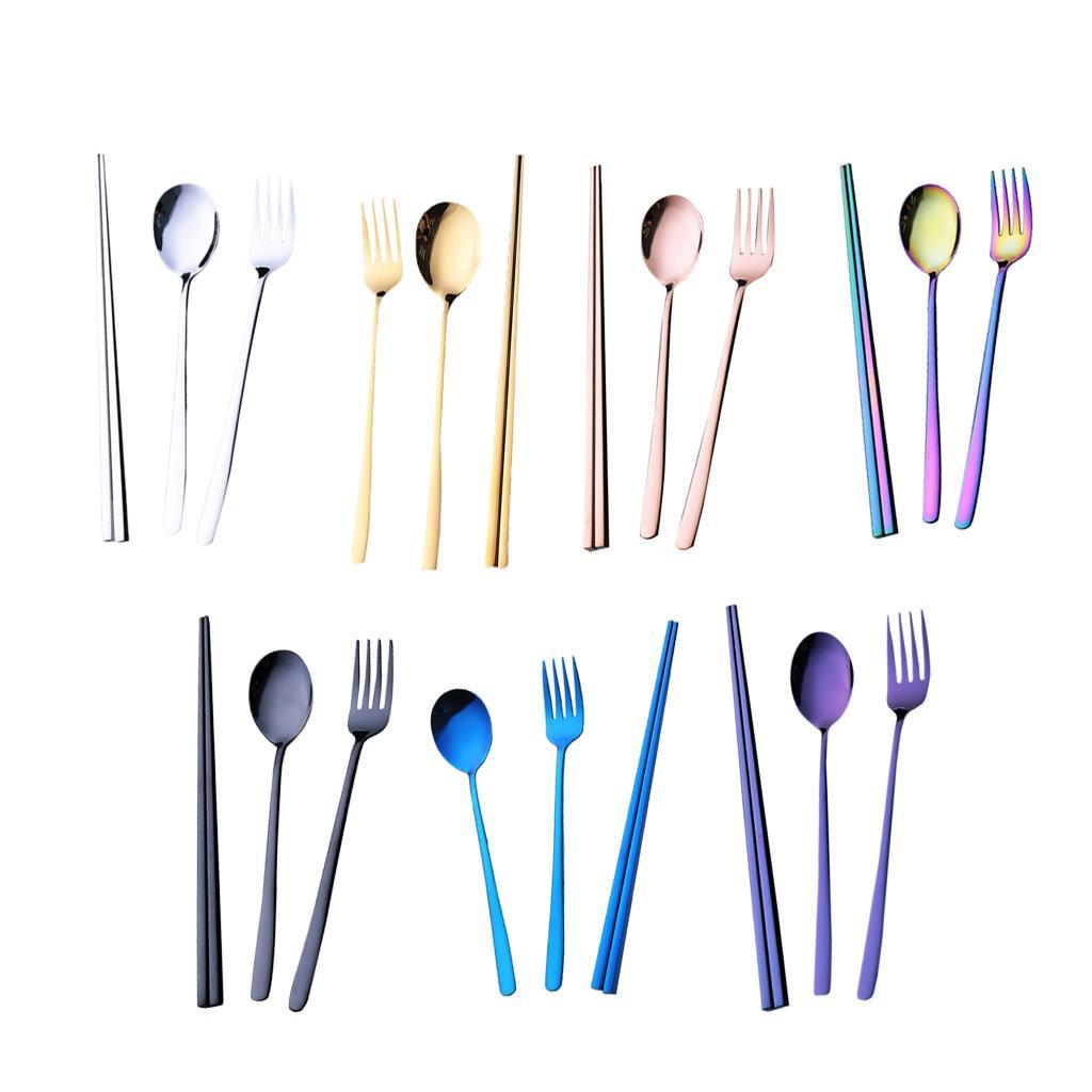 Stainless Steel Flatware Chopsticks Fork Spoon Set, Travel Cutlery Set