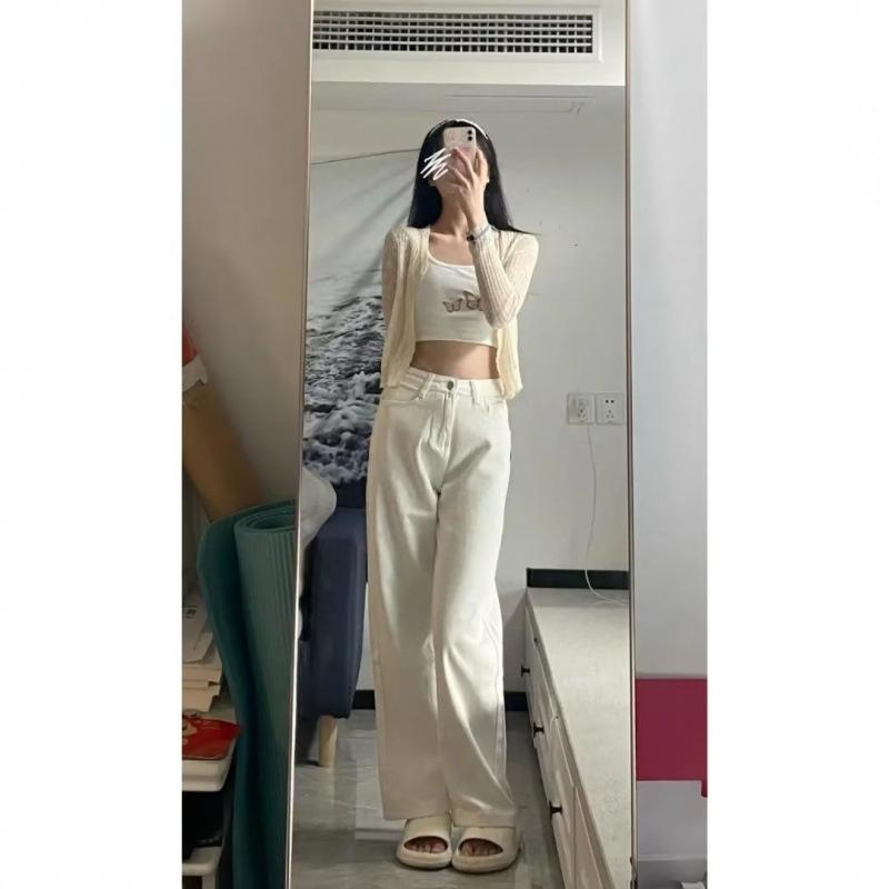 Quần jean kaki nữ ống suông quần dài 100cm lưng cao nhiều màu phong cách Ulzzang School - QJ02