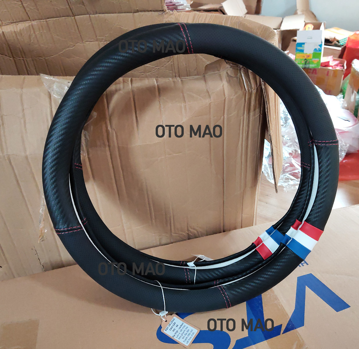 BỌC VÔ LĂNG Ô TÔ, CAO CẤP, Vô lăng da cacbon xịn xò, chống trơn trượt, cờ pháp, kho sỉ, a chao
