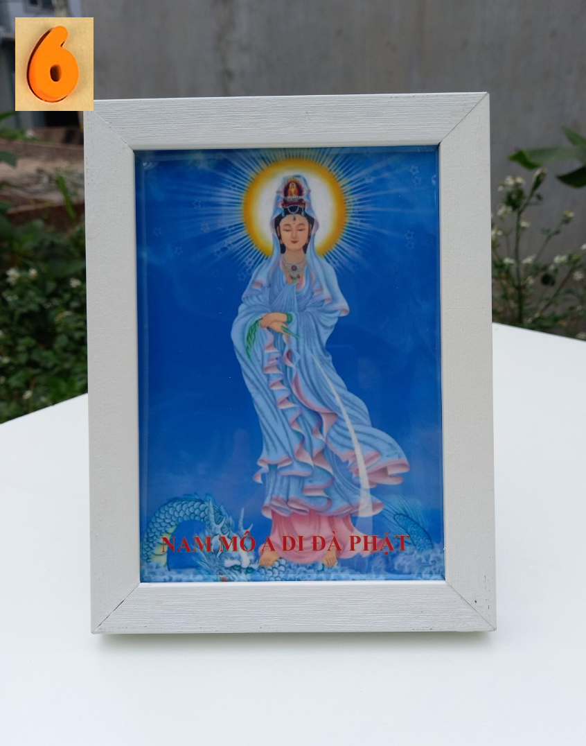 Khung tranh phật giáo để bàn - treo tường cầu bình an KT 10 x 15 cm