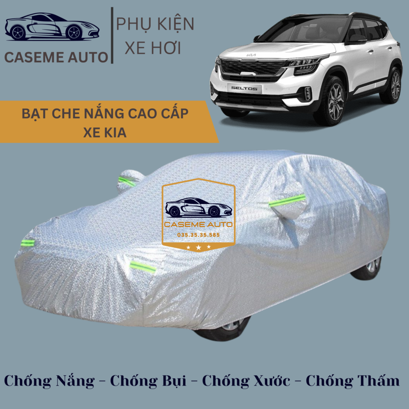 [KIA] Bạt phủ xe ô tô tráng nhôm cao cấp các xe hãng KIA, 3 lớp chống nóng, chống thấm, chống bụi - Hàng Chính Hãng