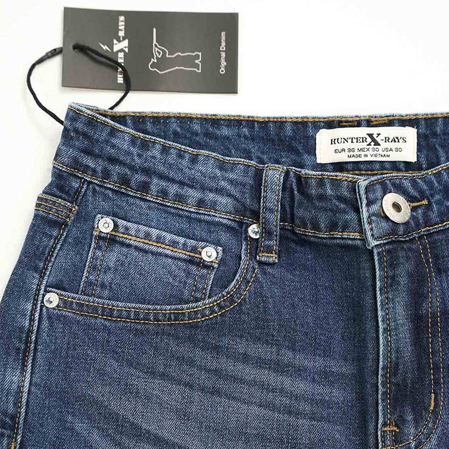 Quần Short Jeans Nam Cao Cấp HUNTER X-RAYS Form Slimfit Thun Màu Xanh S58