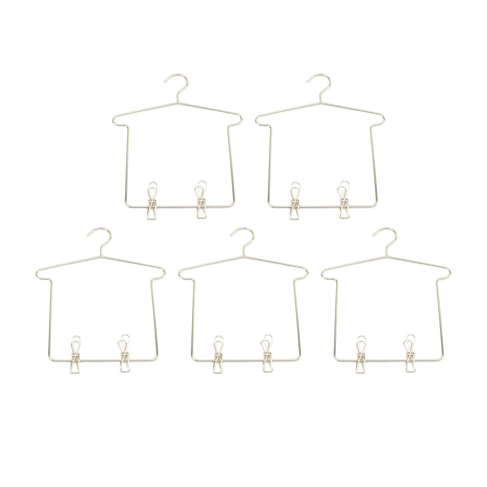 5x 1/3 BJD Dolls Clothes Hanger with Pants Clips Doll House Clothing Rack