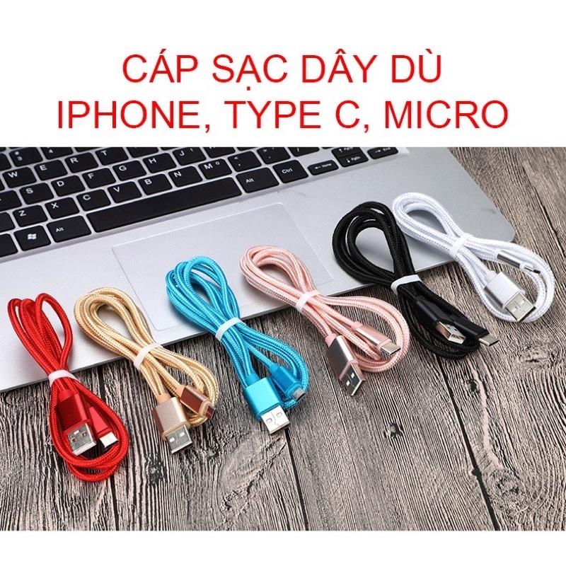 Dây cáp sạc Iphone/Samsung, dây dù 2m 3m chống đứt, hỗ trợ sạc nhanh, đẹp - Store giảm giá 50% mua ngay